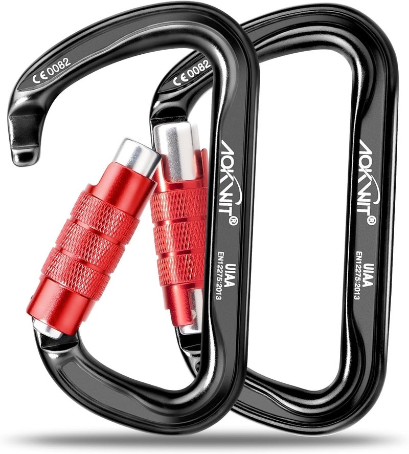 AOKWIT 30KN Auto Locking Carabiner Clip Twist Lock UIAA Certified Large Climbing Carabiner Heavy Duty Carabiner for Rock Tree Climbing Rappelling Mountaineering Caving Rescue Arborist Aerial Yoga - Image 1